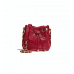 Chanel Red Shiny Aged Calfskin Mini Drawstring Bag