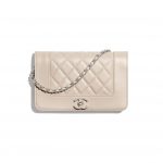 Chanel Beige Grained Calfskin Wallet on Chain