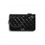 Chanel Black Aged Calfskin Boy Chanel Wallet on Chain