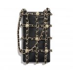Chanel Black Lambskin and Studs Clutch with Chain