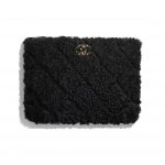 Chanel Black Shearling Sheepskin Chanel 19 Pouch Bag