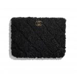 Chanel Black Shearling Sheepskin Chanel 19 Pouch Bag