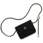 Chanel Black Velvet Pearl Crush Clutch with Chain Bag