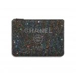 Chanel Black Viscose/Calfskin/Sequins Deauville Pouch Bag