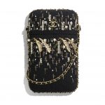 Chanel Black/Gold Tweed/Resin/Imitation Pearls/Strass Clutch with Chain Bag