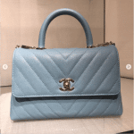 Chanel Light Blue Chevron Coco Handle Bag