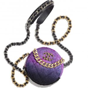 Chanel Purple/Black/Blue Wool Tweed Chanel 19 Clutch with Chain Bag
