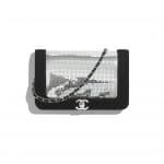 Chanel Silver/Black Velvet and Mixed Fibers Wallet on Chain