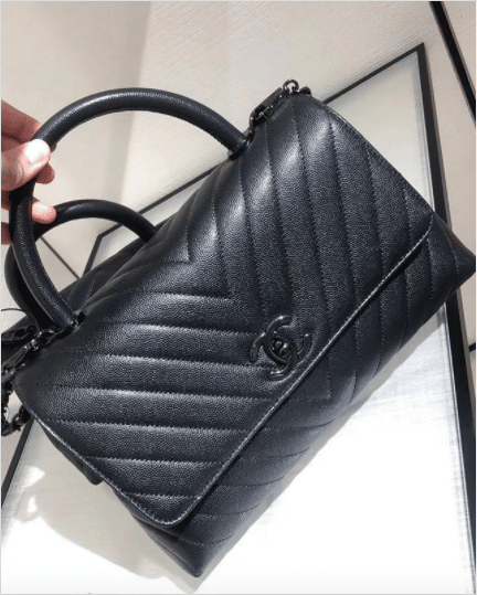 Chanel So Black Chevron Coco Handle Bag