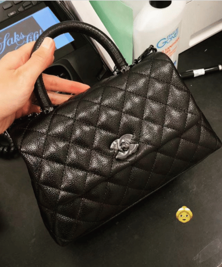 Chanel Chevron Small Coco Handle Bag - Black Handle Bags, Handbags