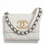 Chanel White Chanel 19 Crossbody Coin Purse - Cruise 2021