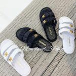 Chanel White and Black Coco Beach Sandals