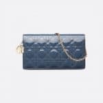 Dior Dark Denim Blue Patent Lady Dior Pouch Bag