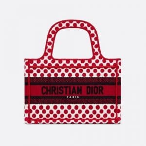 Dior Red Polkadot Dioramour Mini Book Tote Bag