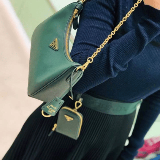 Re Edition 2005 Small Leather Shoulder Bag in Green - Prada