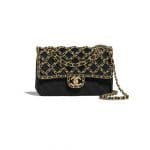 Chanel Black Velvet with Gold Tone Metal Classic Flap Bag