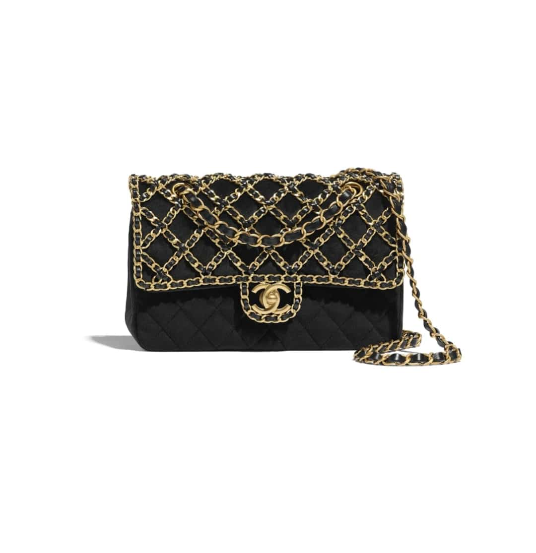 Chanel Black and White Quilted Printed Fabric Mini Flap Gold Hardware, 2022 (Like New), Womens Handbag