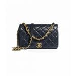 Chanel Navy Blue Shiny Lambskin Flap Bag