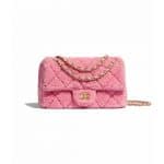Chanel Pink Shearling Sheepskin Flap Bag
