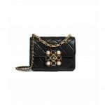 Chanel Black Lambskin with Onyx and Pearls Mini Flap Bag