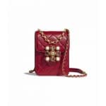 Chanel Red Lambskin with Pearls, Amethyst and Quartz Mini Flap Bag