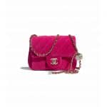 Chanel Fuchsia Velvet Pearl Crush Mini Flap Bag