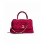 Chanel Fuchsia/Red Cotton Tweed Small Coco Handle Bag