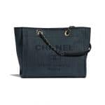 Chanel Navy Blue Mixed Fibers Deauville Large Shopping Bag