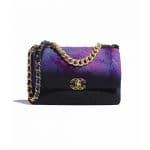 Chanel Purple/Black/Blue Wool Tweed Chanel 19 Large Flap Bag