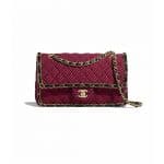 Chanel Red/Black Wool Tweed Classic Flap Bag