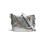 Chanel Silver Tweed and Sequins Gabrielle Chanel Small Hobo Bag