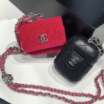 Chanel Pink Camellia and Black Leather AirPod Holders