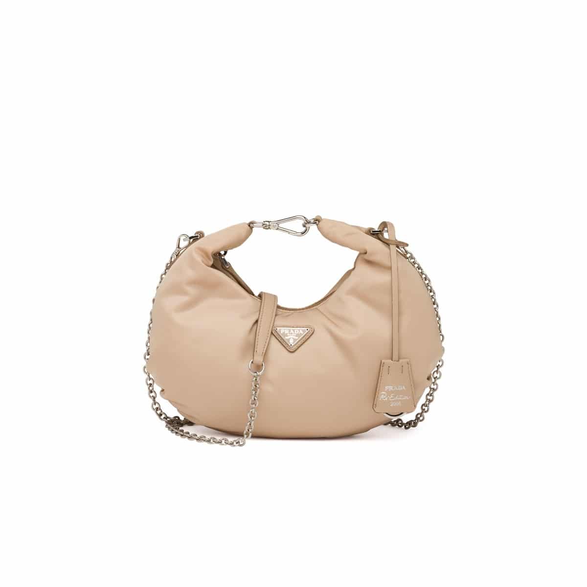 Prada Re-Edition 2000 Mini Bag Nylon Cameo Beige in Nylon/Saffiano