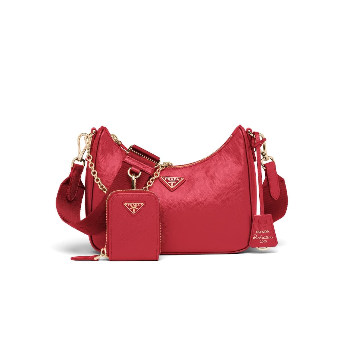 Prada Re-Edition 2005 Shoulder Bag Nylon Red in Nylon/Saffiano