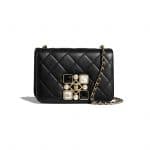 Chanel Black Calfskin and Crystal Pearls Flap Bag