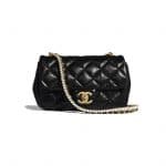 Chanel Black Calfskin and Crystal Pearls Mini Flap Bag