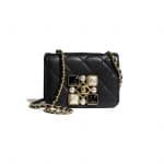 Chanel Black Calfskin and Crystal Pearls Small Flap Bag
