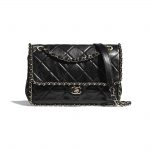 Chanel Black Crumpled Calfskin Flap Bag
