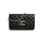 Chanel Black Lambskin Chanel 19 Wallet on Chain