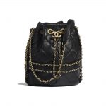 Chanel Black Lambskin Drawstring Bag