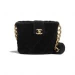 Chanel Black Shearling Lambskin Bucket Bag