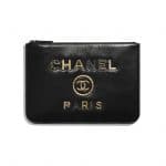Chanel Black Shiny Calfskin:Crystal Pearls:Strass Deauville Pouch