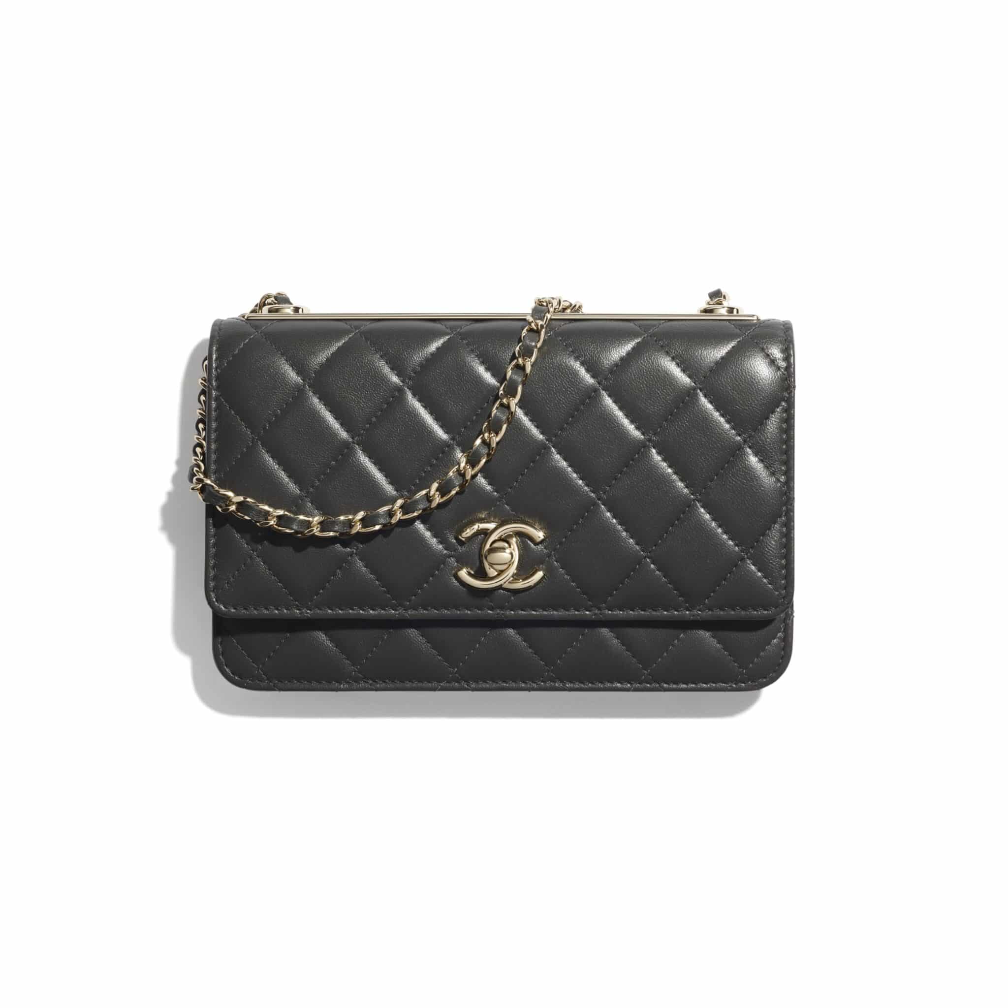 CHANEL Pearl Crush Mini Square Flap Leather Crossbody Bag White