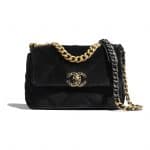Chanel Black Velvet Chanel 19 Flap Bag