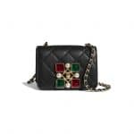 Chanel Black:Red:Green Calfskin and Crystal Pearls Small Flap Bag