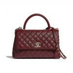 Chanel Burgundy Grained Calfskin Coco Handle Bag