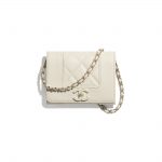 Chanel Ecru Grained Lambskin Flap Coin Purse with Chain