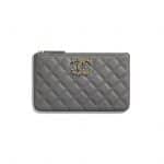 Chanel Gray Grained Calfskin Chanel 19 Small Pouch