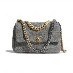 Chanel Gray Wool Tweed Chanel 19 Flap Bag