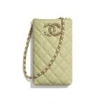 Chanel Green Grained Calfskin Chanel 19 Phone Holder with Chain
